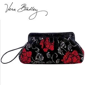 Vera Bradley NWT Black/Red Jacquard Clutch